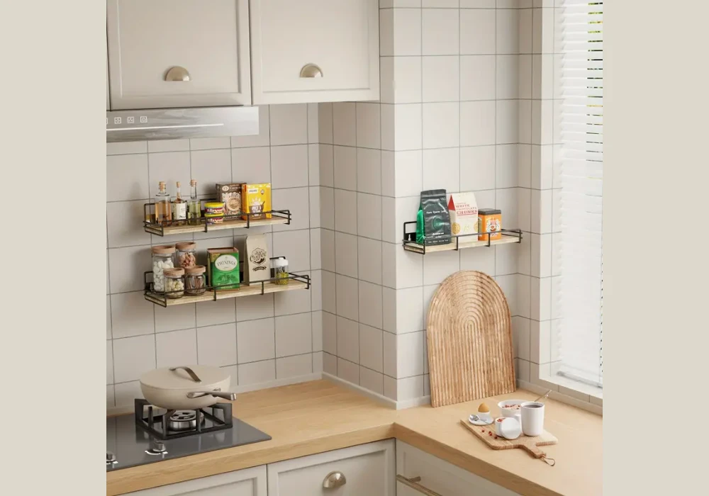 Wall Mounted Metal Kitchen Shelves for Modern Utility Use