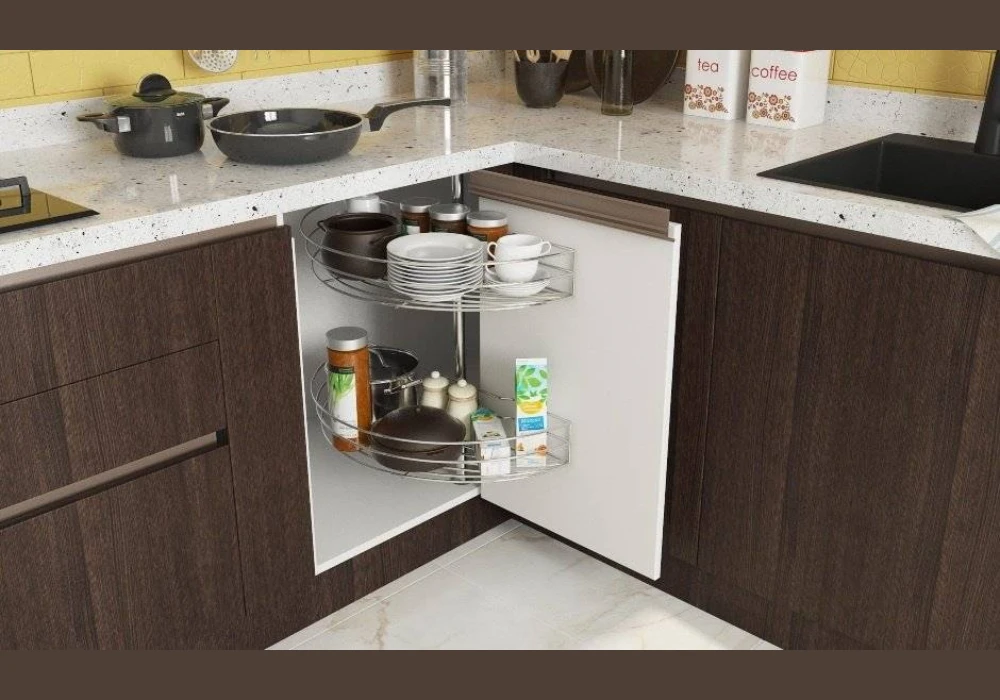 Pull out Kitchen Shelves for Hidden Storage Convenience