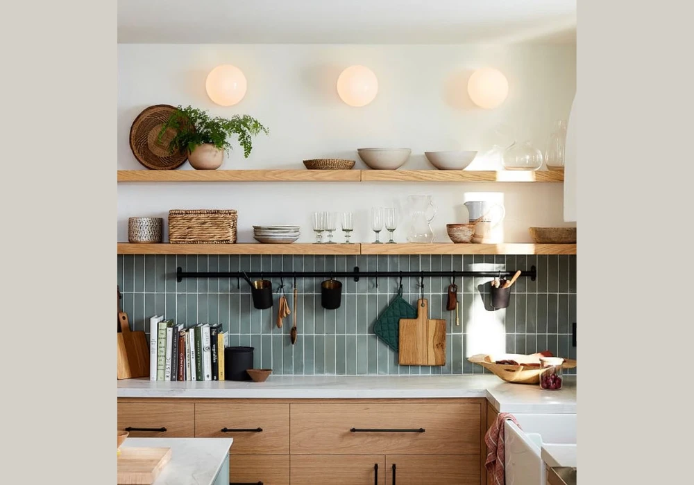 Decorative Kitchen Shelves for Display and Style Balance