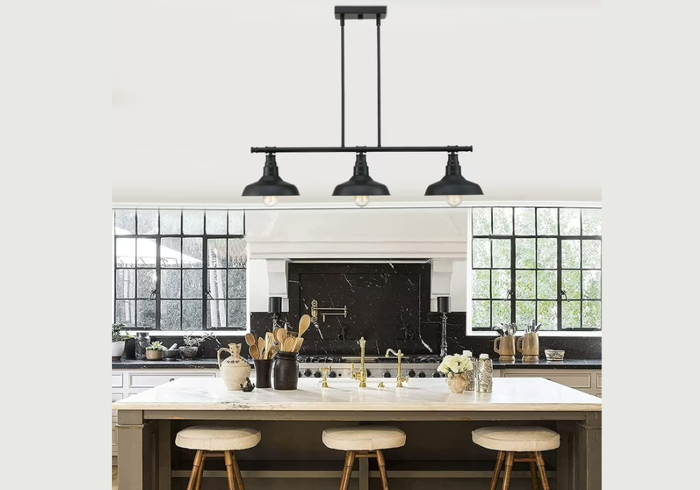 Black Cage Pendant Lights for a Strong Industrial Kitchen Style