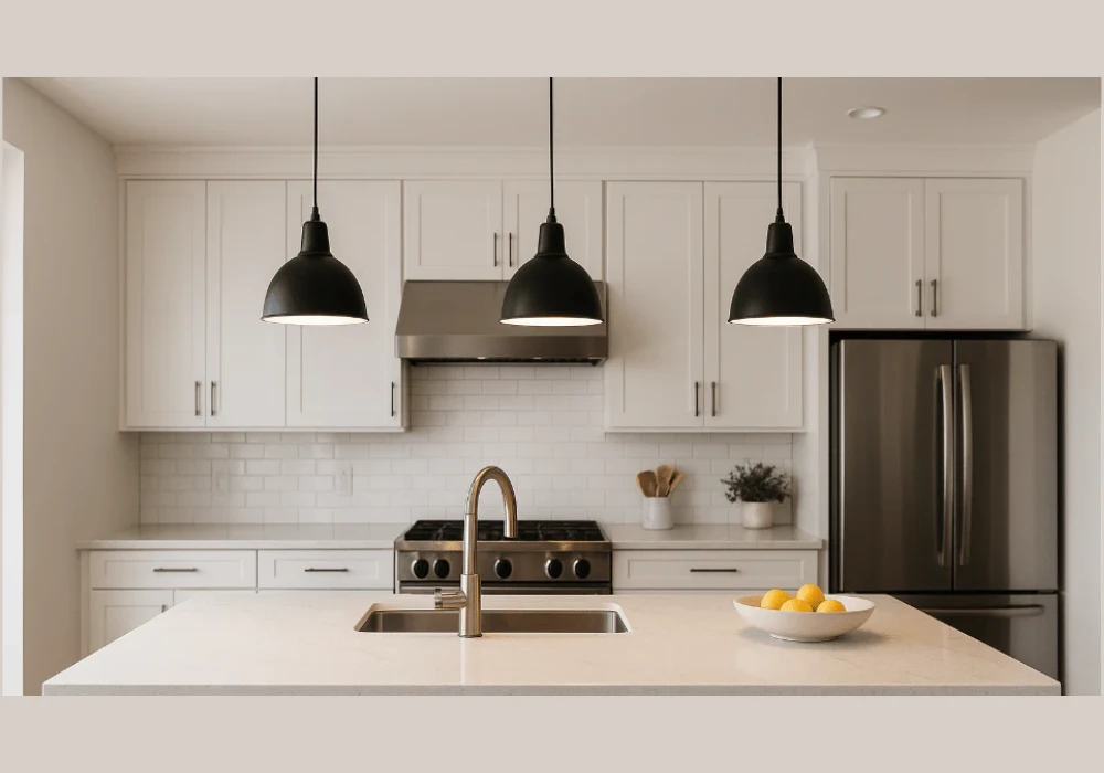 Adjustable Height Pendant Lights for a Flexible Kitchen Setup