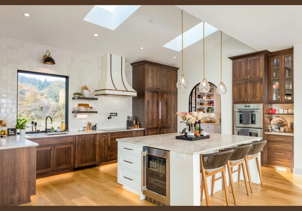 Kitchen Island with Integrated Appliances for a Fully Functional Cooking Hub