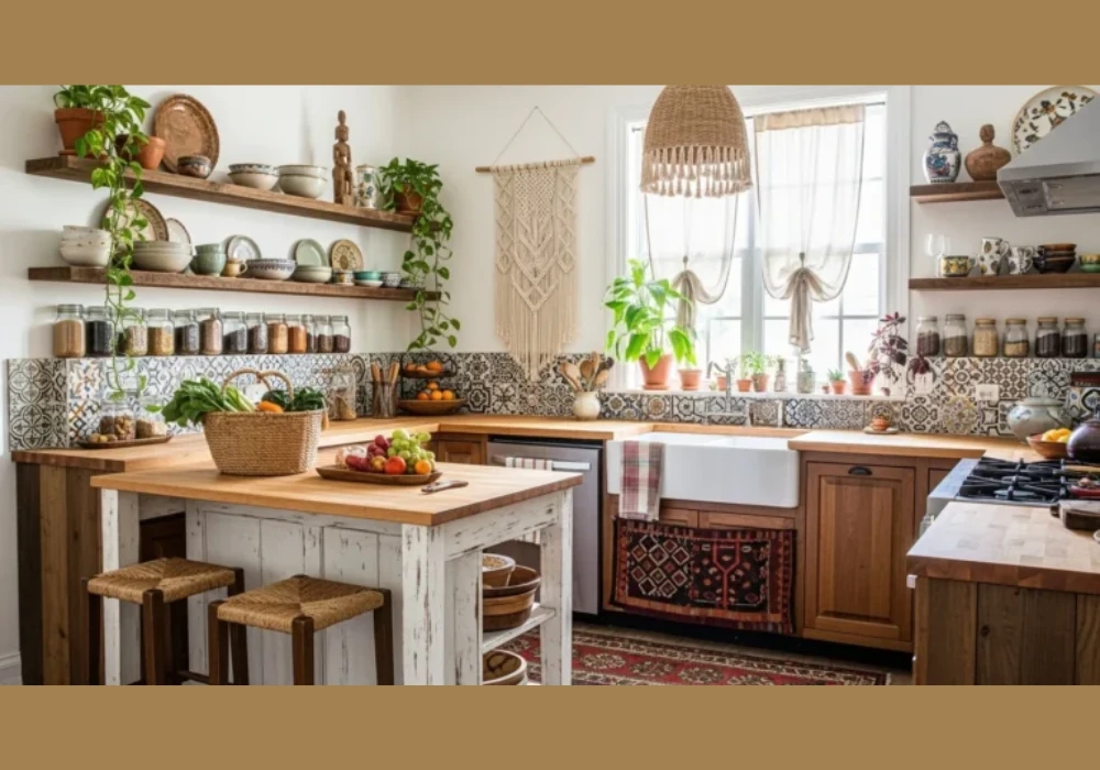 Woven Basket Display for a Textural and Organic Island Decoration