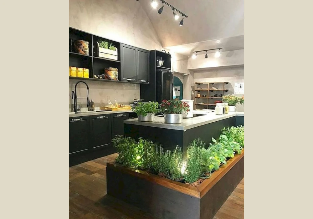 Herb Garden Planter Box for a Fresh and Kitchen Ready Island Display