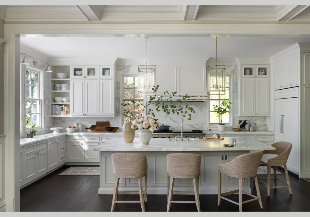 Seating for 4 Around a Large Kitchen Island for a Family Centered Layout