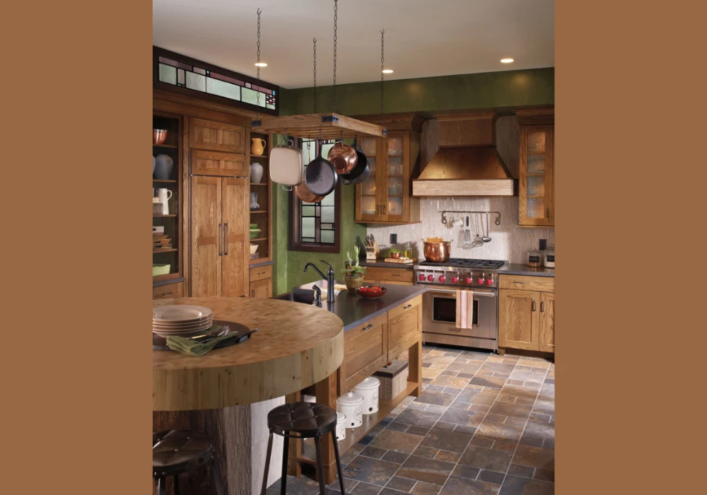 Wooden Stool Seating for a Warm and Natural Kitchen Island Look