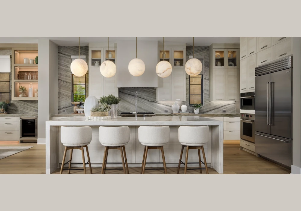 Mixed Height Island Seating for a Layered and Versatile Kitchen Layout