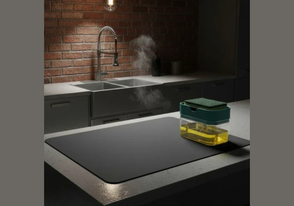 Use a Soap Dispenser and Sink Tray Combo