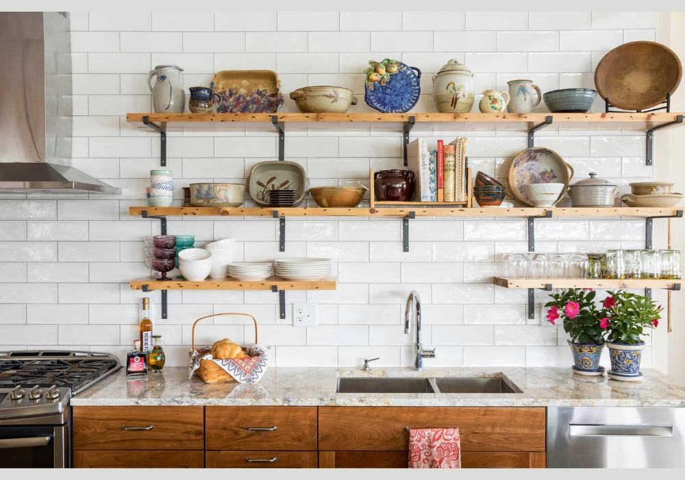 Open Shelf Kitchen Furniture Design for Easy Access and Display