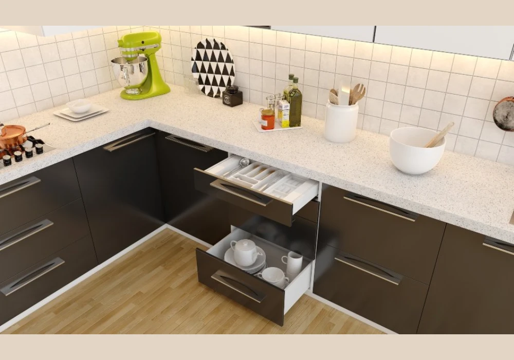 Corner Kitchen Furniture Design with Smart Space Use