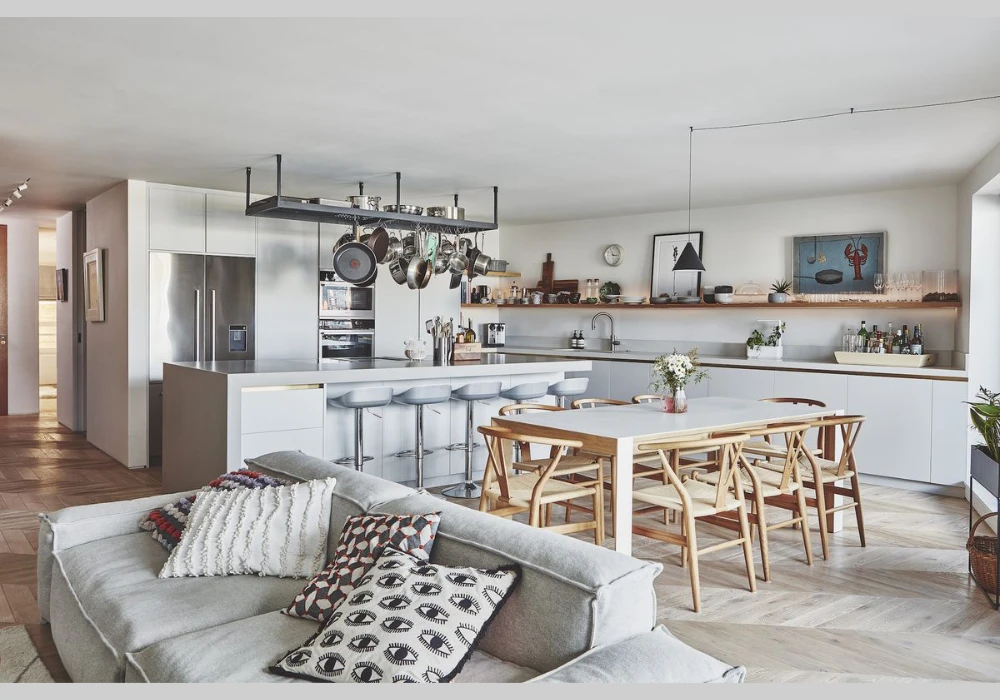 Kitchen Living Room with Dining Table Integration
