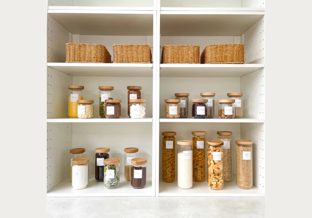 Glass Storage Jars for Clean Organic Kitchen Organization