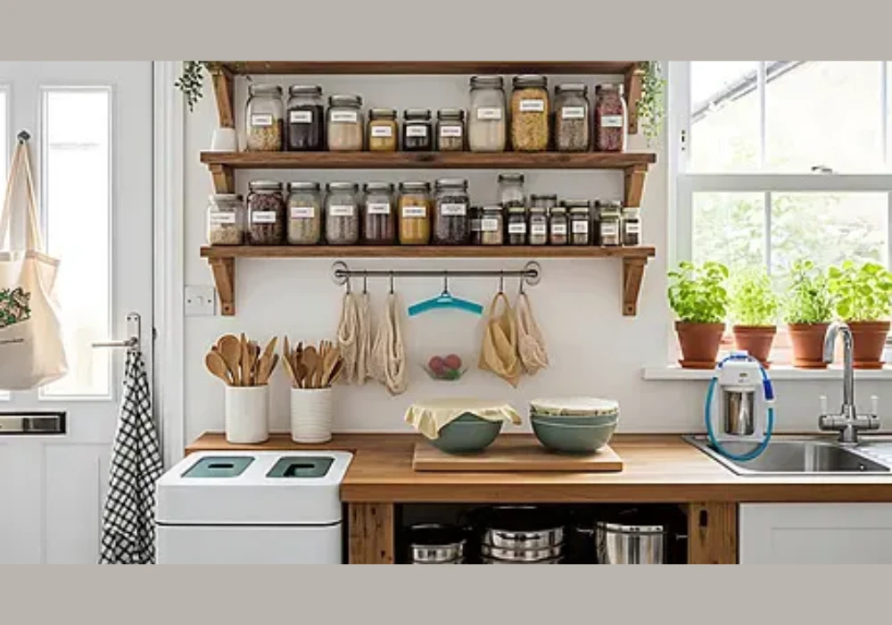 Recycled Wood Shelving for Eco Friendly Kitchen Storage