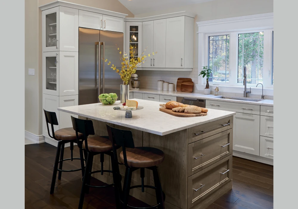  Farmhouse Kitchen Island with Natural Wood Finish
