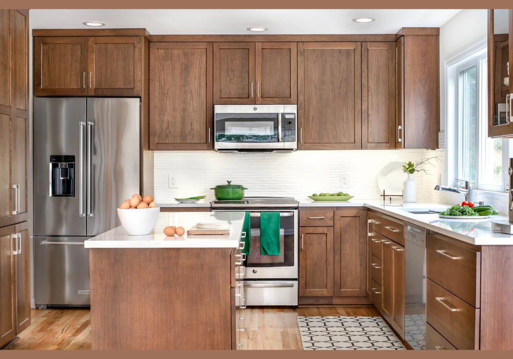 Wooden Finish Kitchen Cupboards for Warm Look