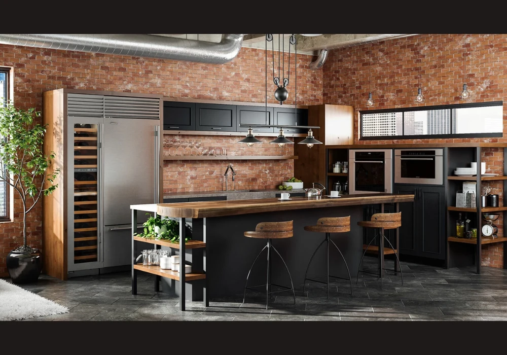 Metal Frame Kitchen Door Design for Industrial Style