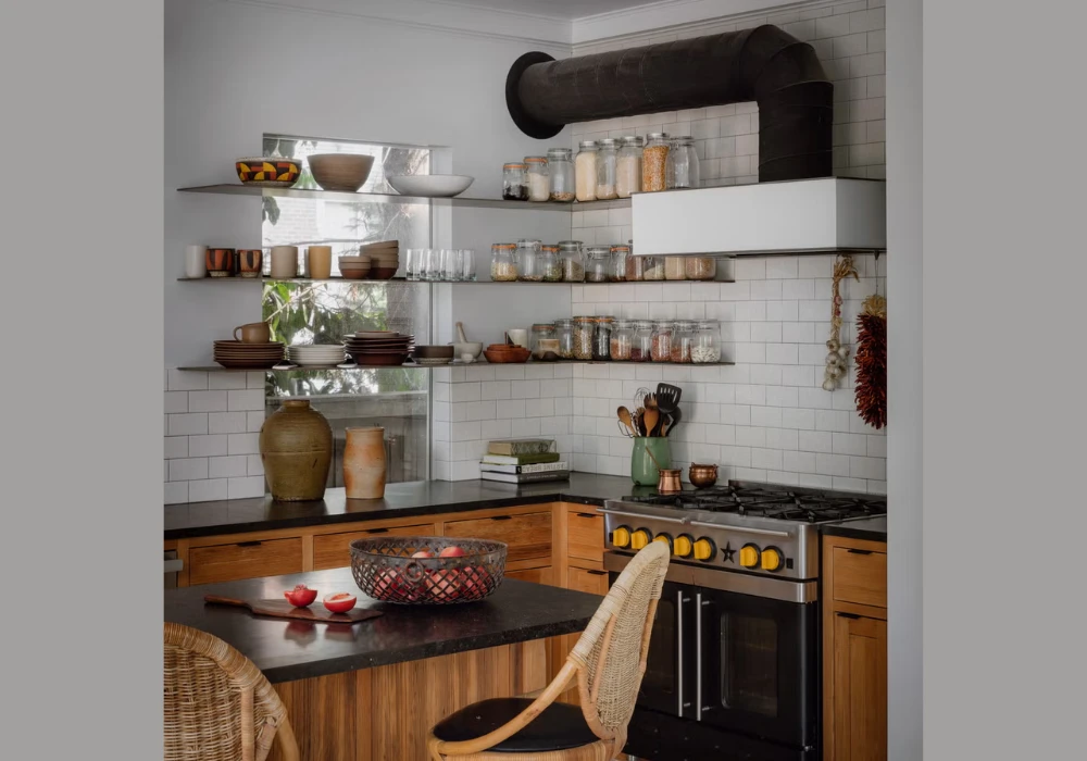 Open Shelving Style for Apartment Kitchen Decoration