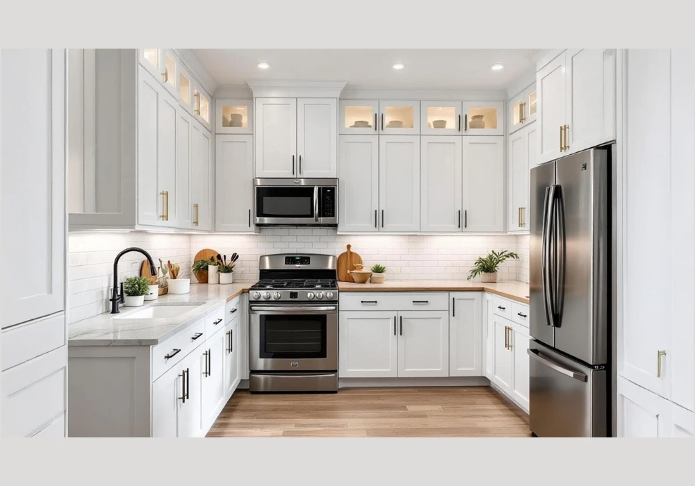 White Kitchen with Glass Cabinets