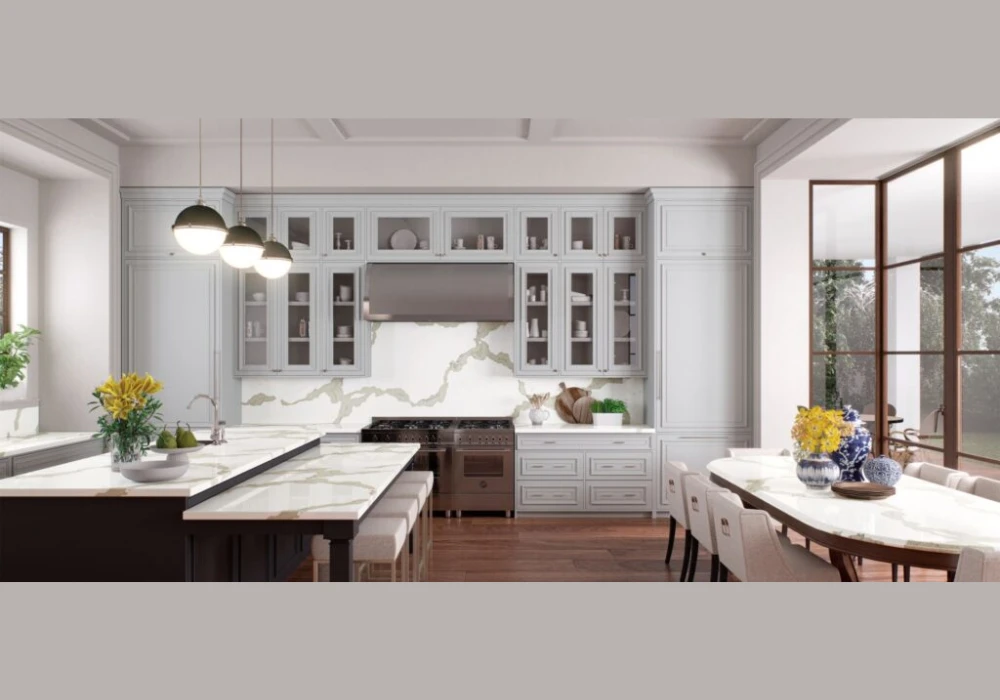 Classic White Kitchen with Marble Countertops