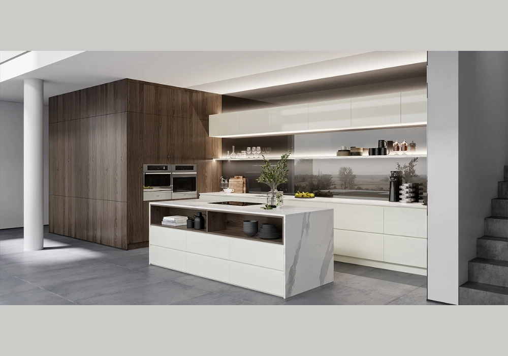 Modern White Kitchen with Sleek Cabinets