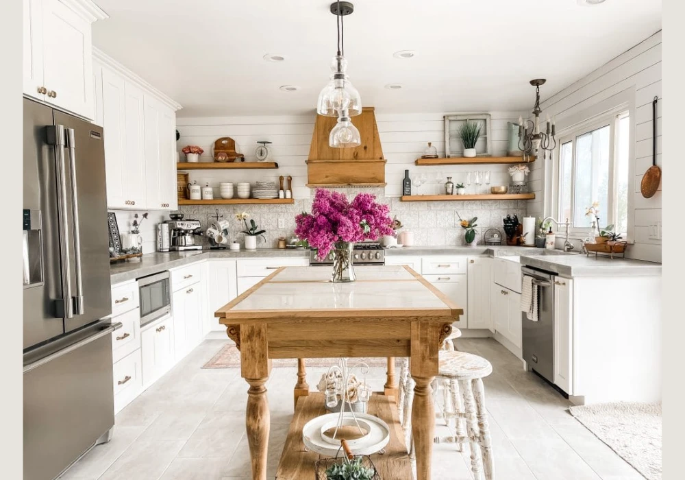 Wood Kitchen with Open Shelving