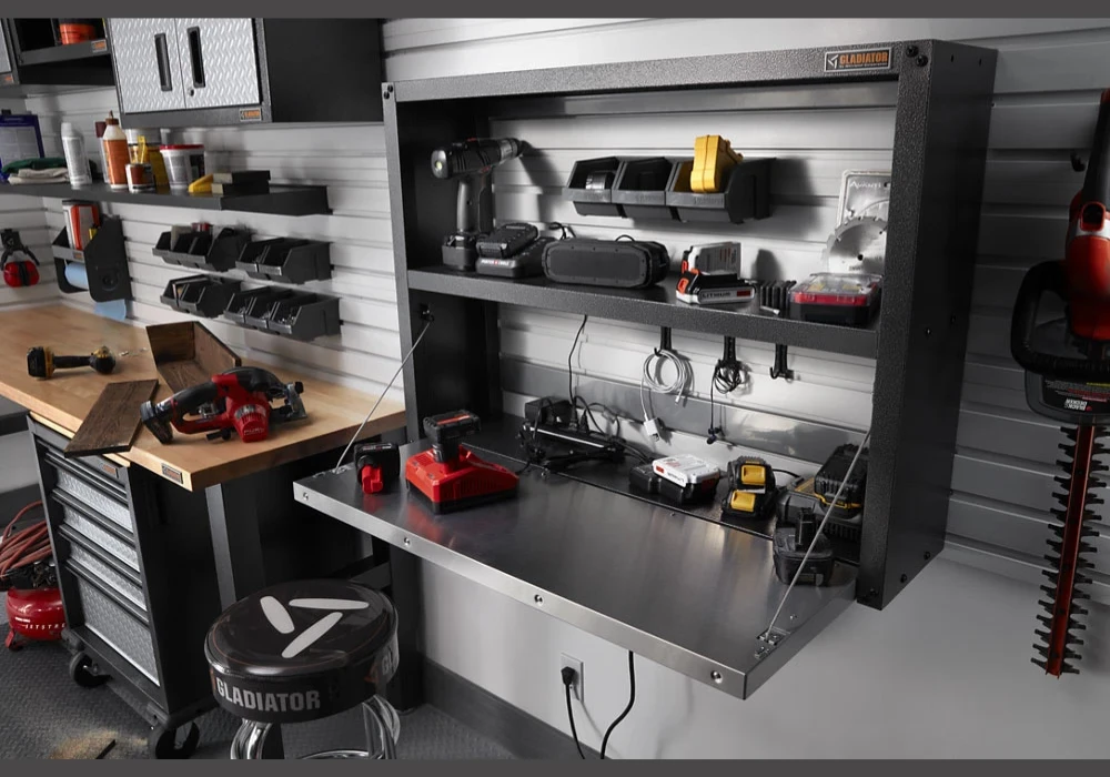 Foldable Workstation for Multi Use Garage Space