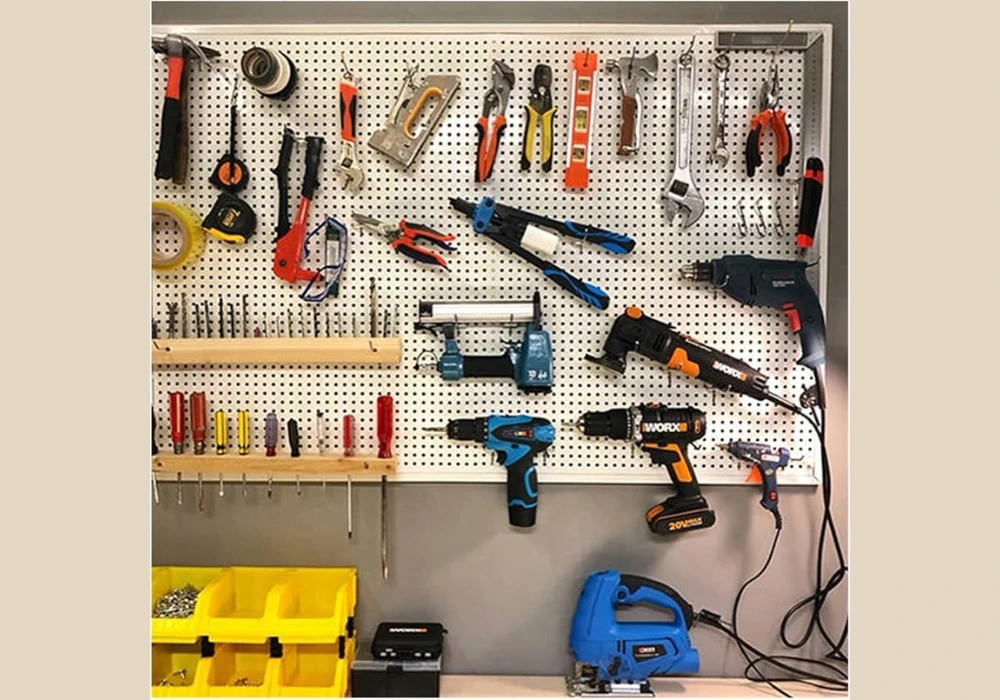 Wall Mounted Pegboard Garage Workshop Tool Organization System