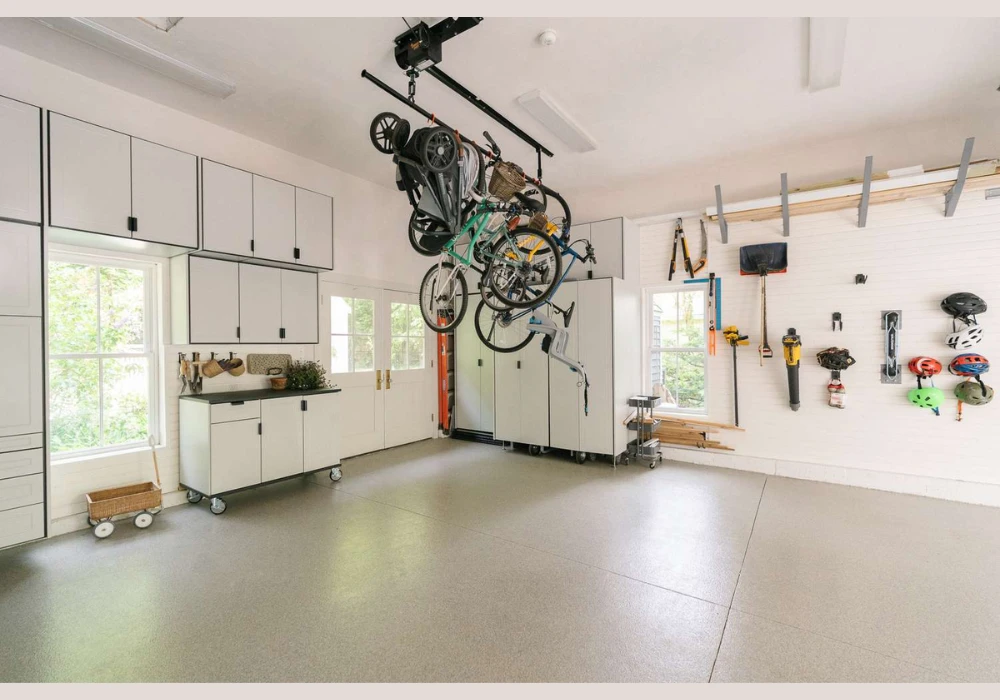 Ceiling Hook System for Hanging Garage Workshop Equipment