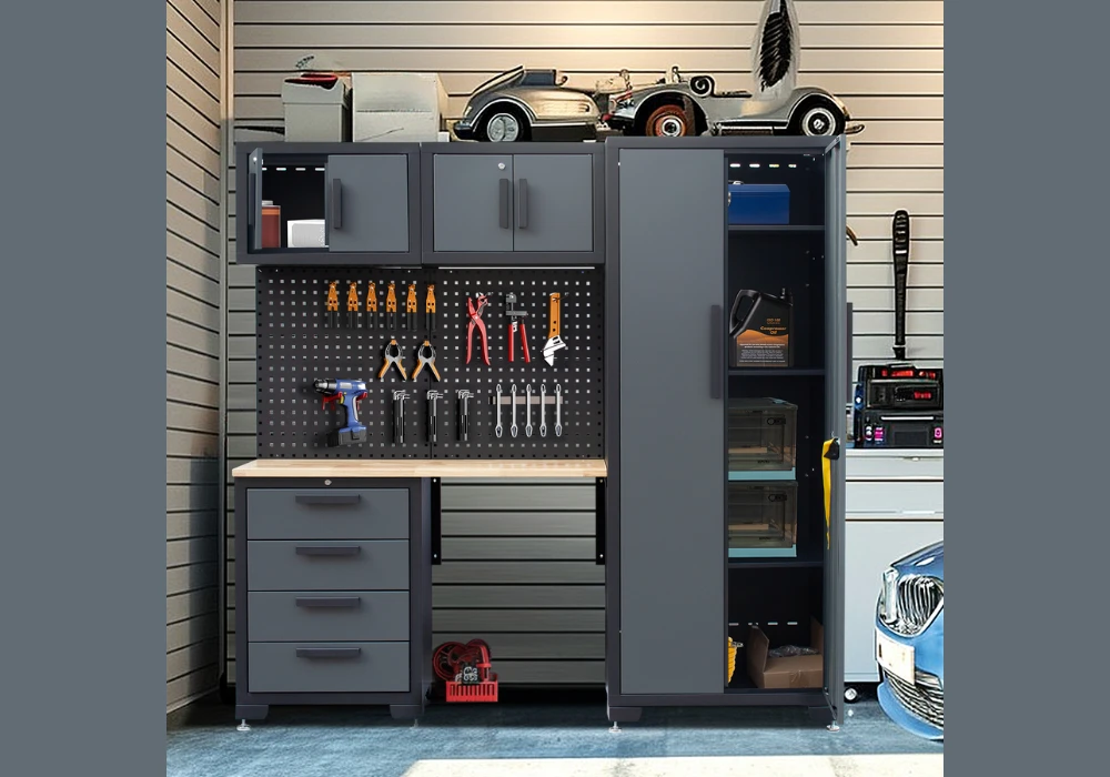 Dedicated Workbench Storage with Drawers and Compartments
