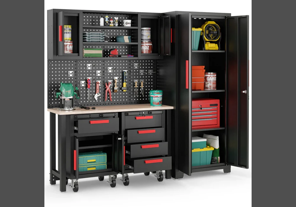 Wall Cabinets for Secure Garage Workshop Storage Organization