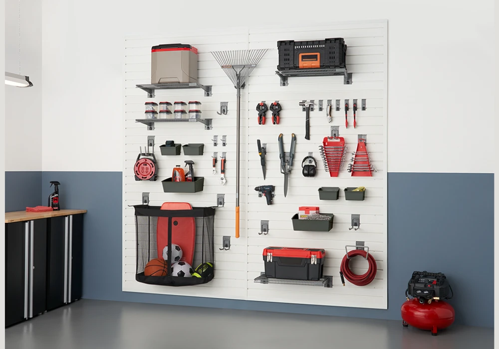 Wall Mounted Slatwall Panels for Flexible Tool Storage