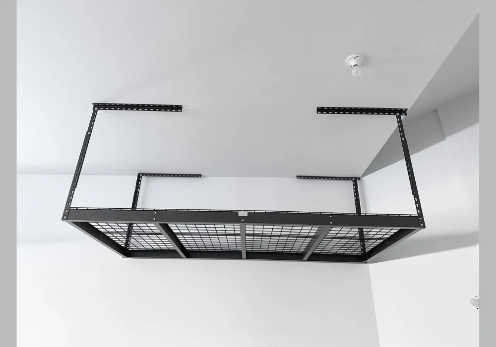 Ceiling Mounted Overhead Storage Racks for Garage Space