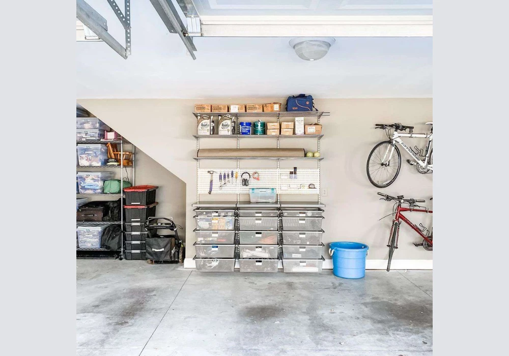 Garage Bike Storage Before and After Wall Mount System