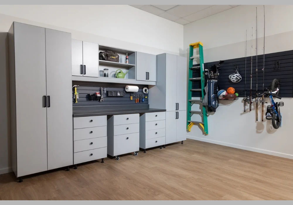 Before and After Garage Cabinet Installation for Hidden Storage