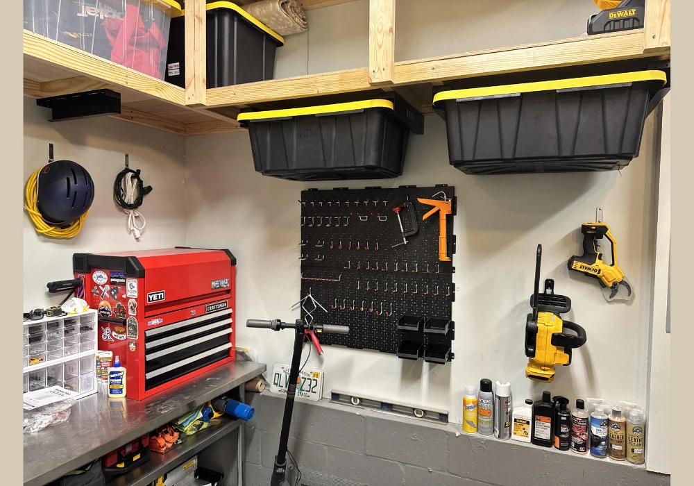 Before and After Garage Shelving Transformation for Tool Storage