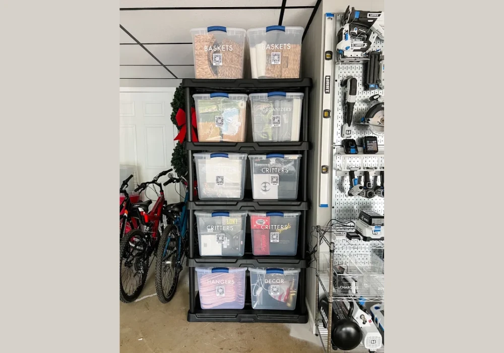 Plastic Storage Bins with Labels