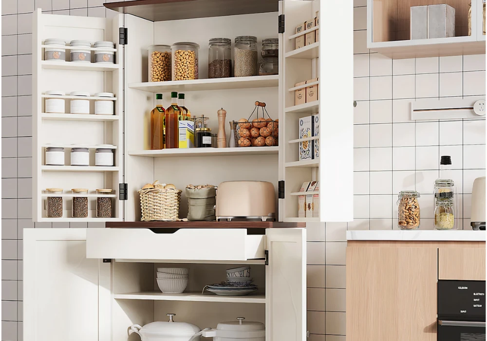 Hybrid Kitchen Shelves for Balanced Storage Solution