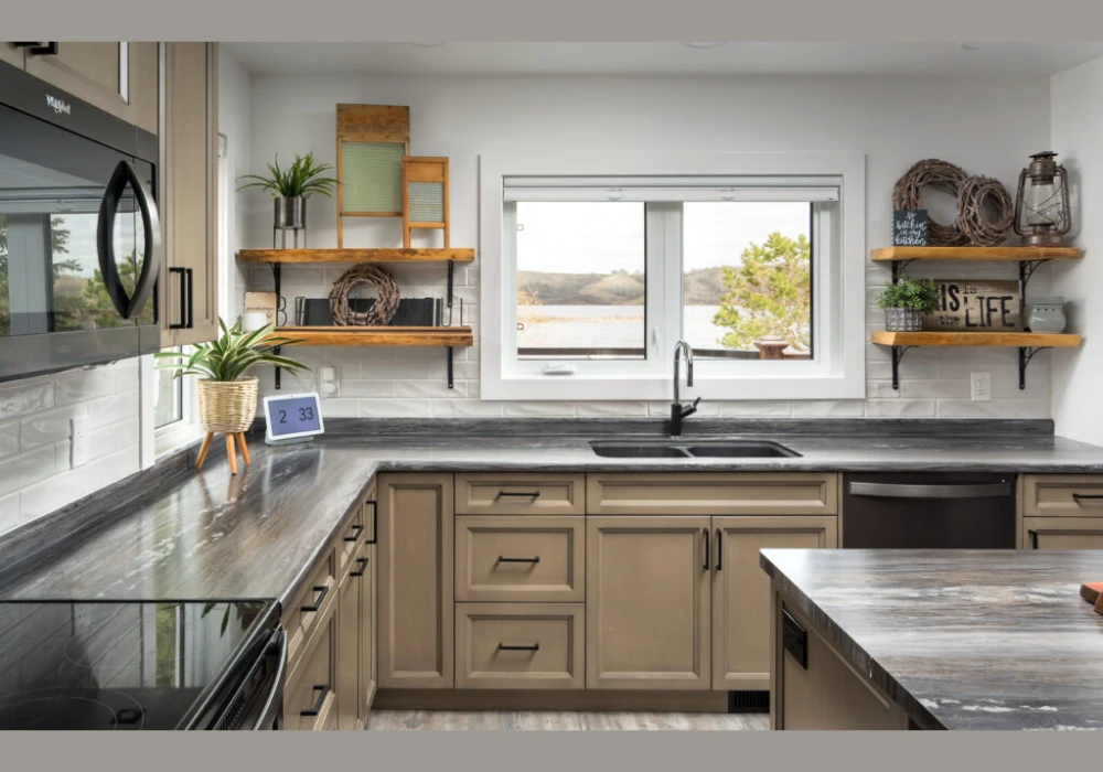 Floating Wooden Kitchen Shelving Ideas for Warm Look