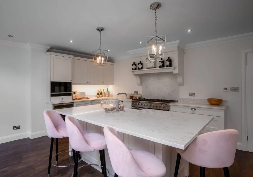 Pink and White Kitchen Color Scheme for a Soft Modern Look
