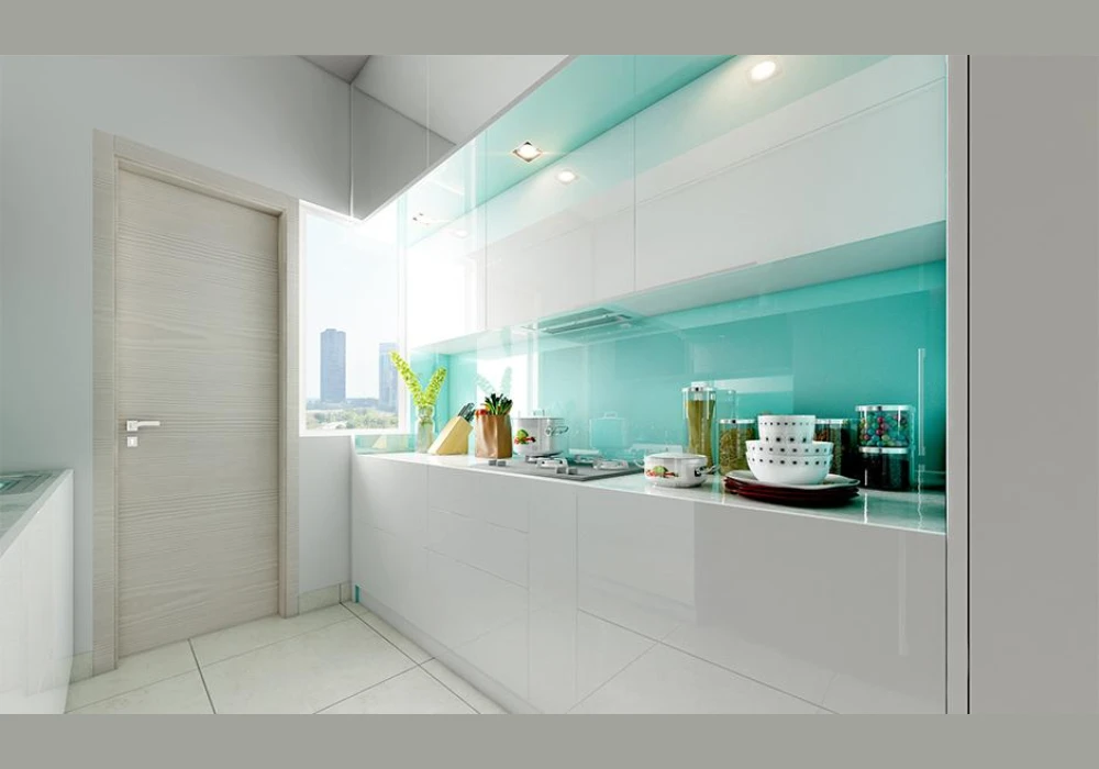 Glass Kitchen Tiles for Sleek Reflective Kitchen Walls