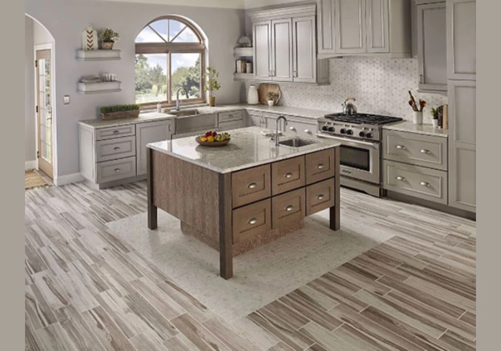 Wood Look Kitchen Floor Tiles for Warm Natural Appearance