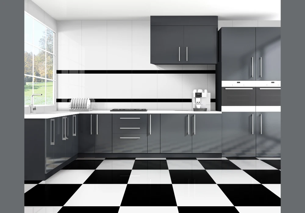 Black and White Kitchen Floor Tiles for Classic Contrast Style