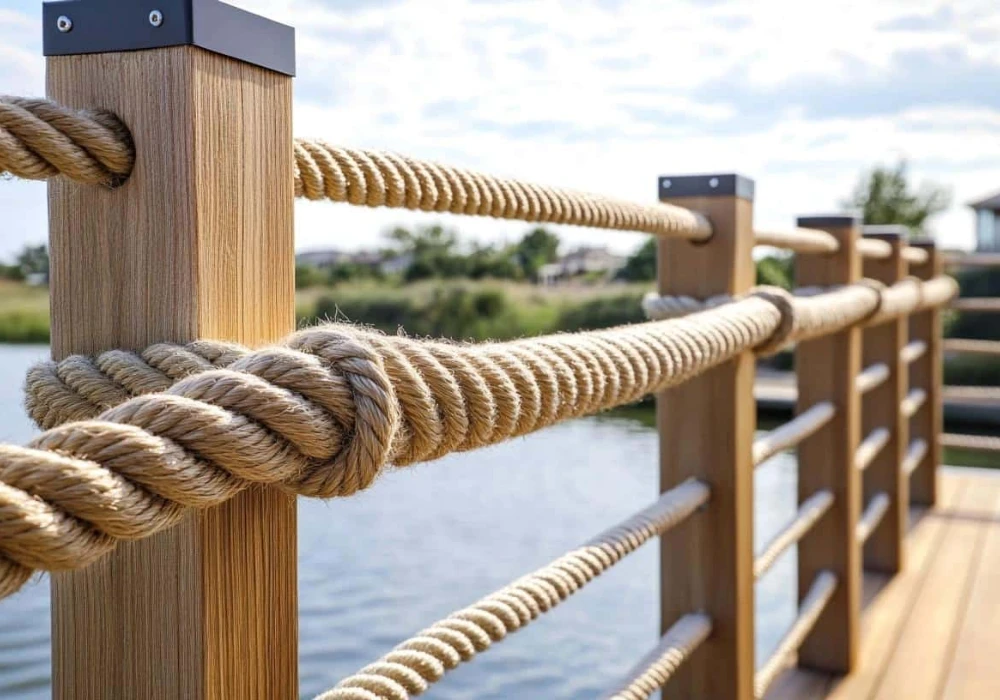 Rope and Wood Railing for a Coastal Boho Vibe