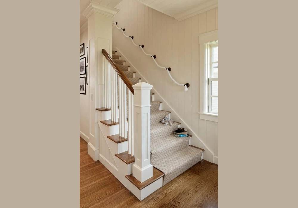 Rustic Stair Railing Ideas with Rope Accents