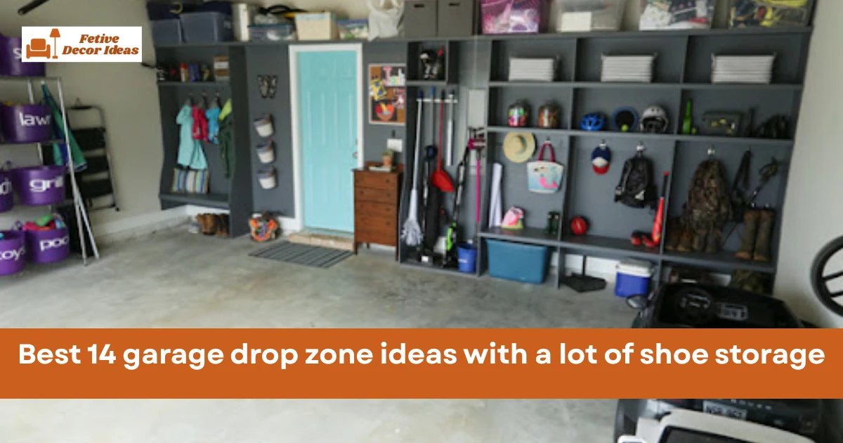 garage drop zone ideas with a lot of shoe storage
