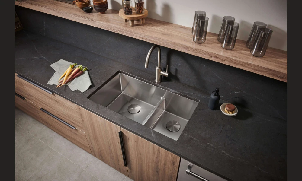 Double bowl kitchen sink idea for better task separation