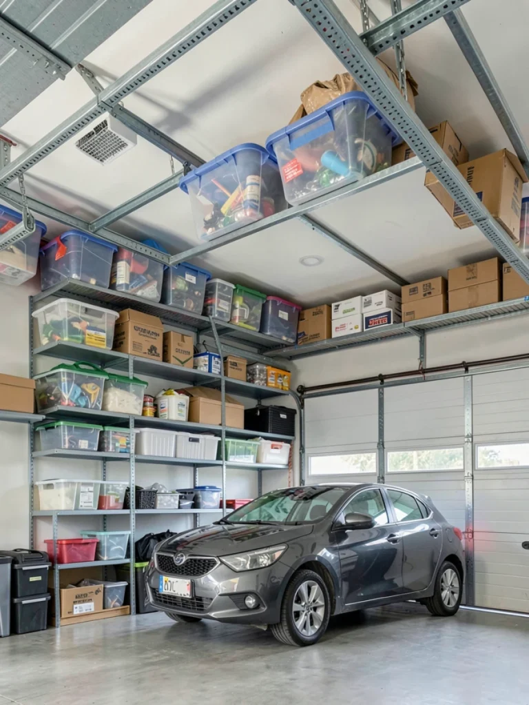 Overhead Ceiling Garage Storage for Seasonal Items