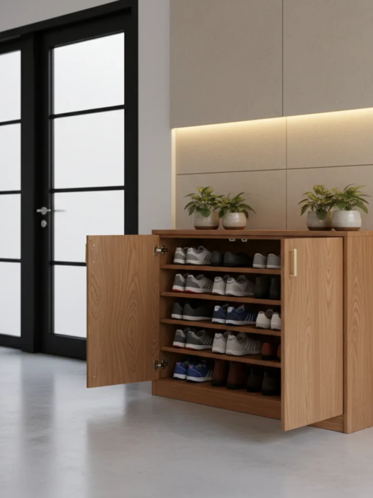Freestanding Shoe Cabinets for Garage Entry Area