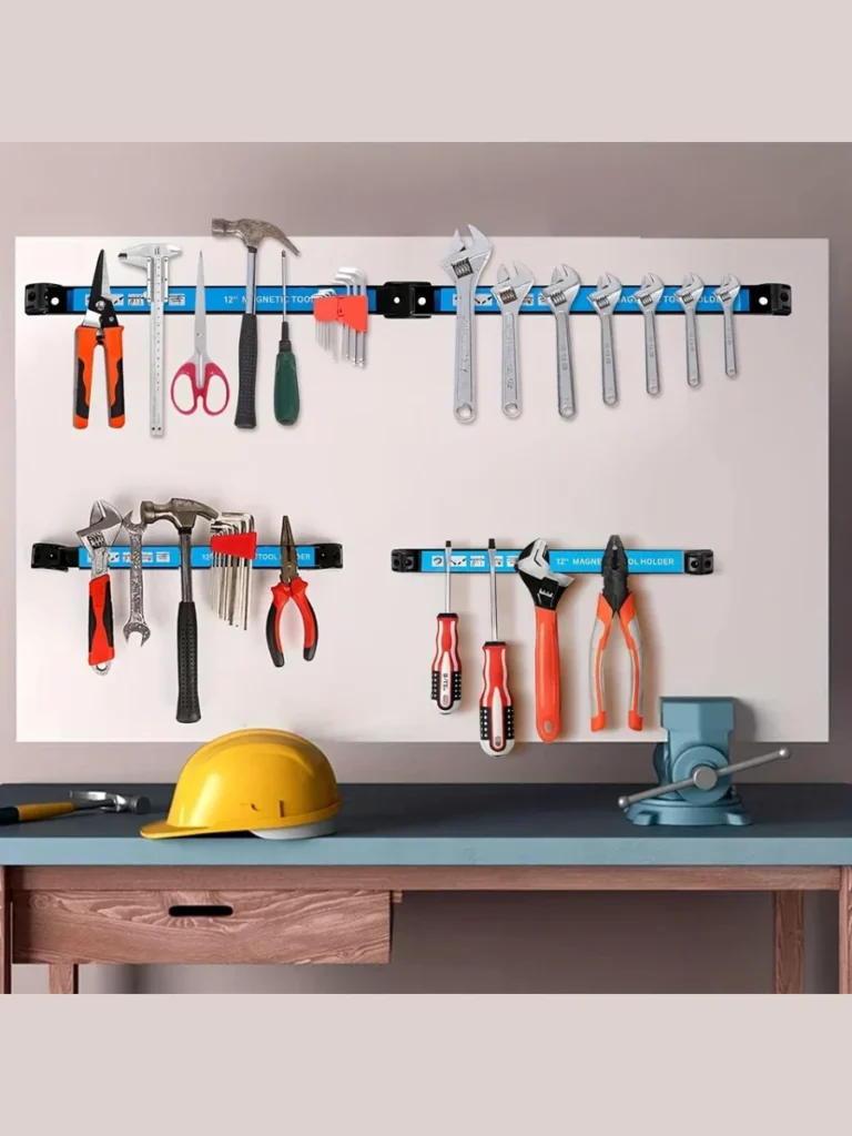 Magnetic Tool Strips Mounted High Keep Small Parts Handy