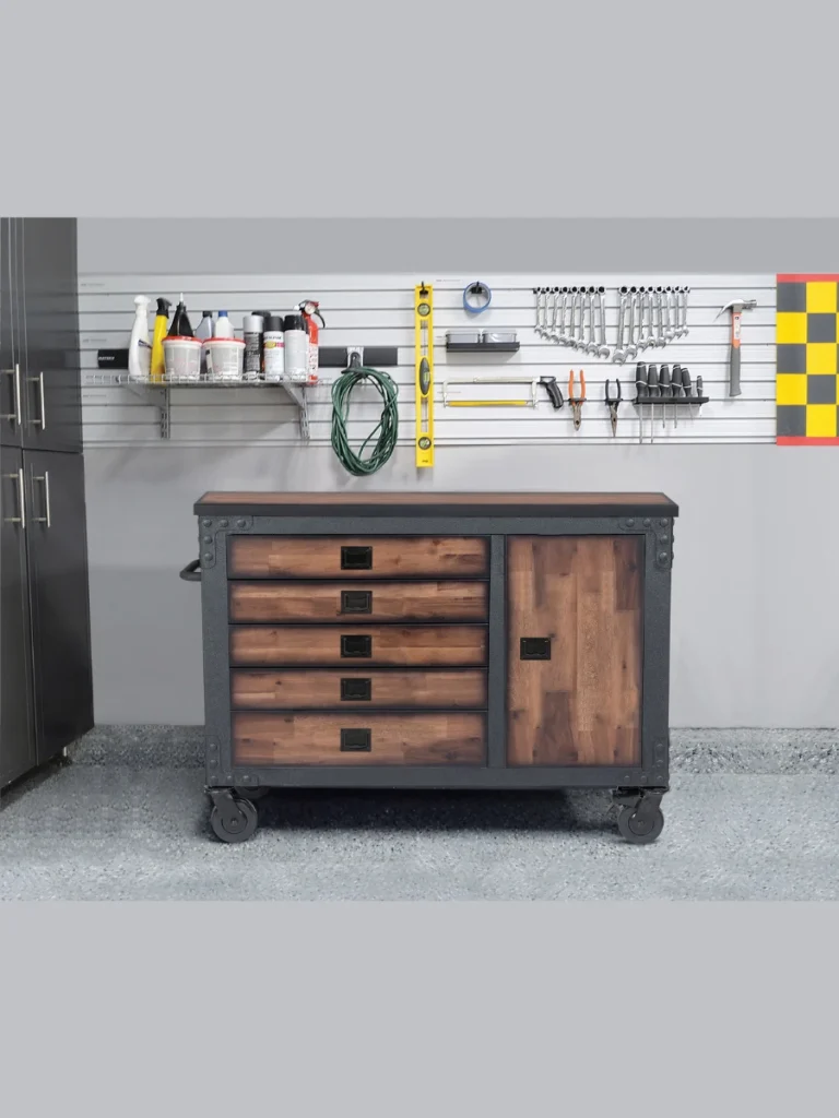 Heavy Duty Rolling Tool Chest with Wooden Worktop